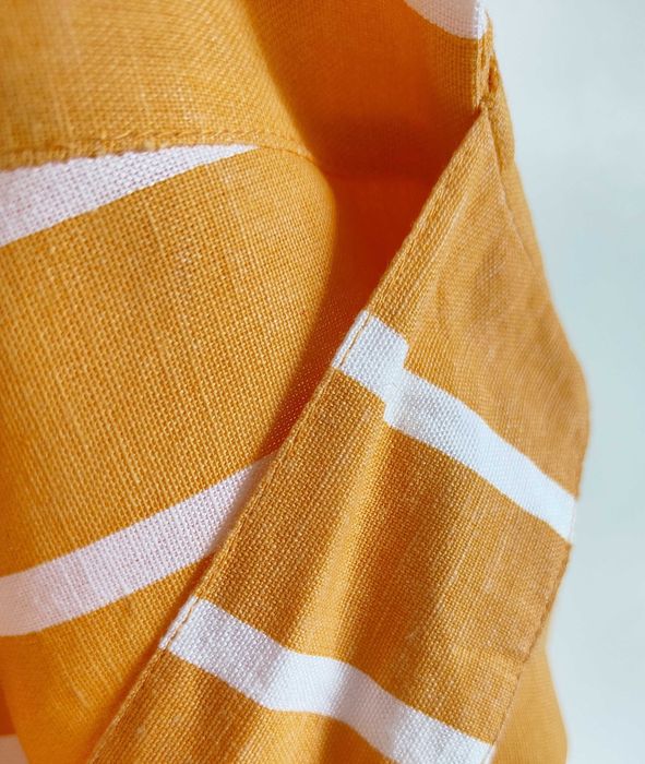 Zółta sukienka River Island 38 M w pasy paski białe len bawełna letnia