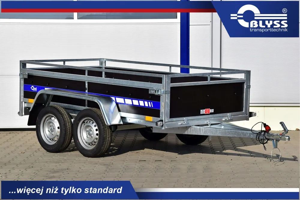Blyss PRZYCZEPKA MOCNA  TANDEM 2 OSIE BLYSS 250x130x50 dmc 750 kg  przyczepa samochodowa, blyss, przyczepka, kat. B, producent, DMC 750