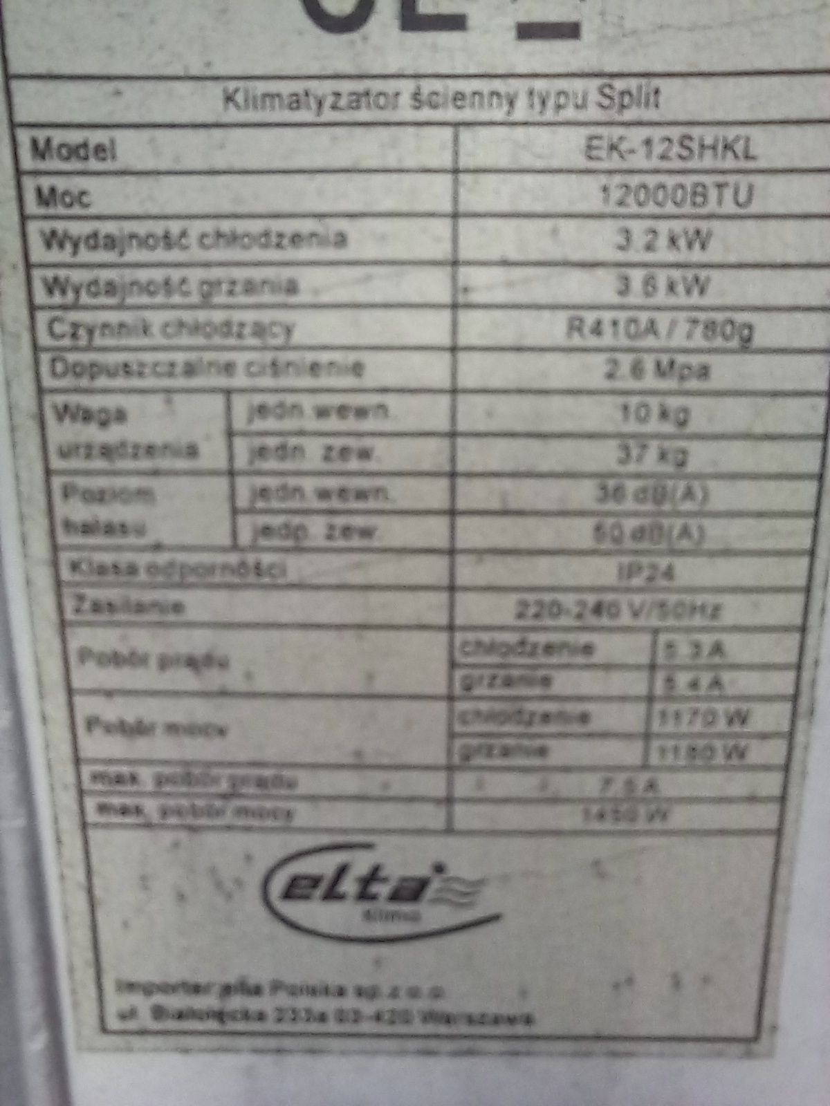 Dwa klimatyzatory używane