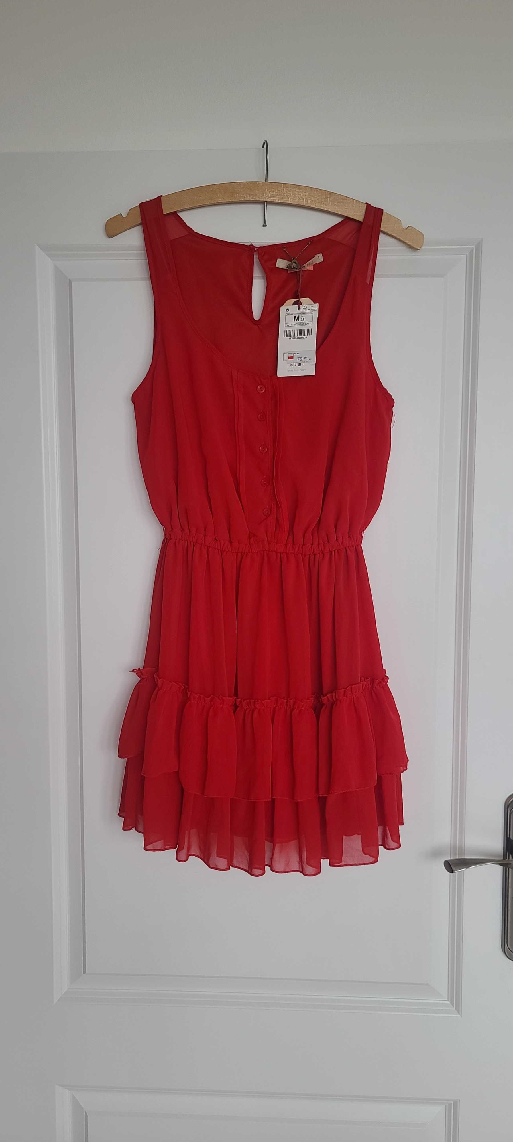 Bershka sukienka mini tunika nowa z metką falbany krótka