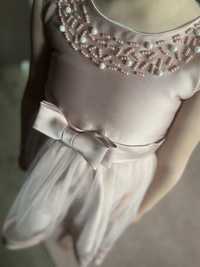 Piękna sukienka na wesele lub komunię 134 cm / 140cm tiul koraliki