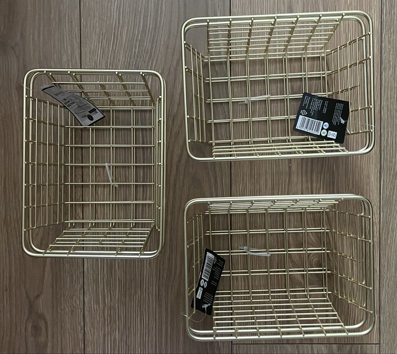 Kosze złote metalowe do organizacji kuchni łazienki 20 x 15 cm 6 szt