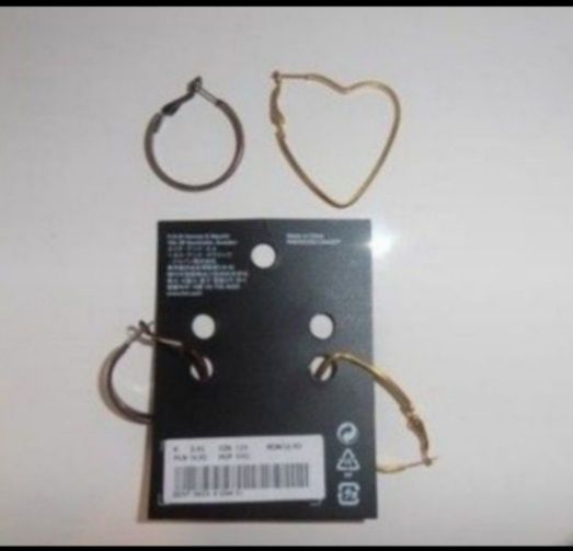 Kolczyki komplet serca złote koła kółka złacane H&M biżuteria