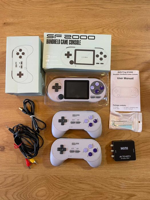 Data Frog SF2000 consola retro + 2 comandos +conversor para TV c jogos