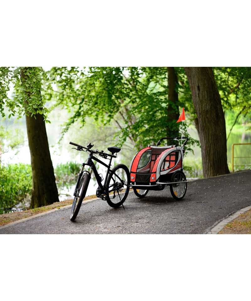 Przyczepka rowerowa 3w1 + OŚWIETLENIE LED 2-osobowa + JOGGER