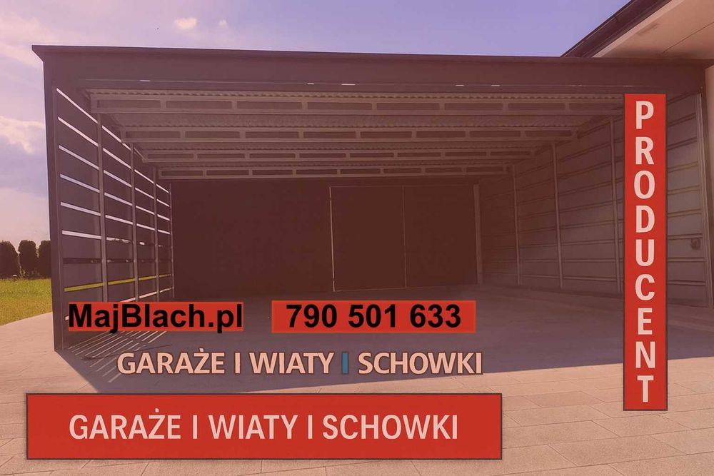 DUŻY CARPORT/Zadaszenie na pojazd + Schowek/Garaż Blaszany - Maj-Blach