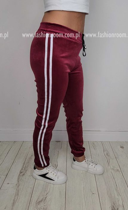 6 KOLORÓW S-XL SPODNIE dresowe WELUROWE dresy damskie TU S/M bordowy