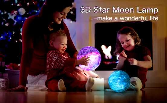 Настольный ночник Оригинал с пультом 3D Космос Moon-light Lamp.