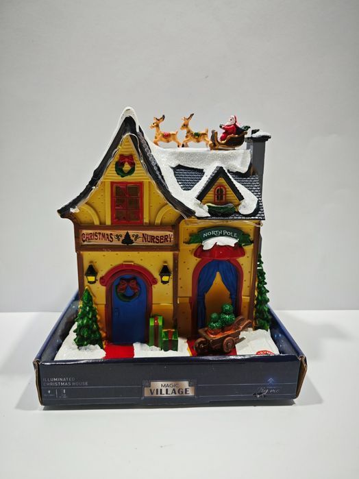 Świąteczko Miasteczko Sklep Mikołaj Village Led Niebieski Dach