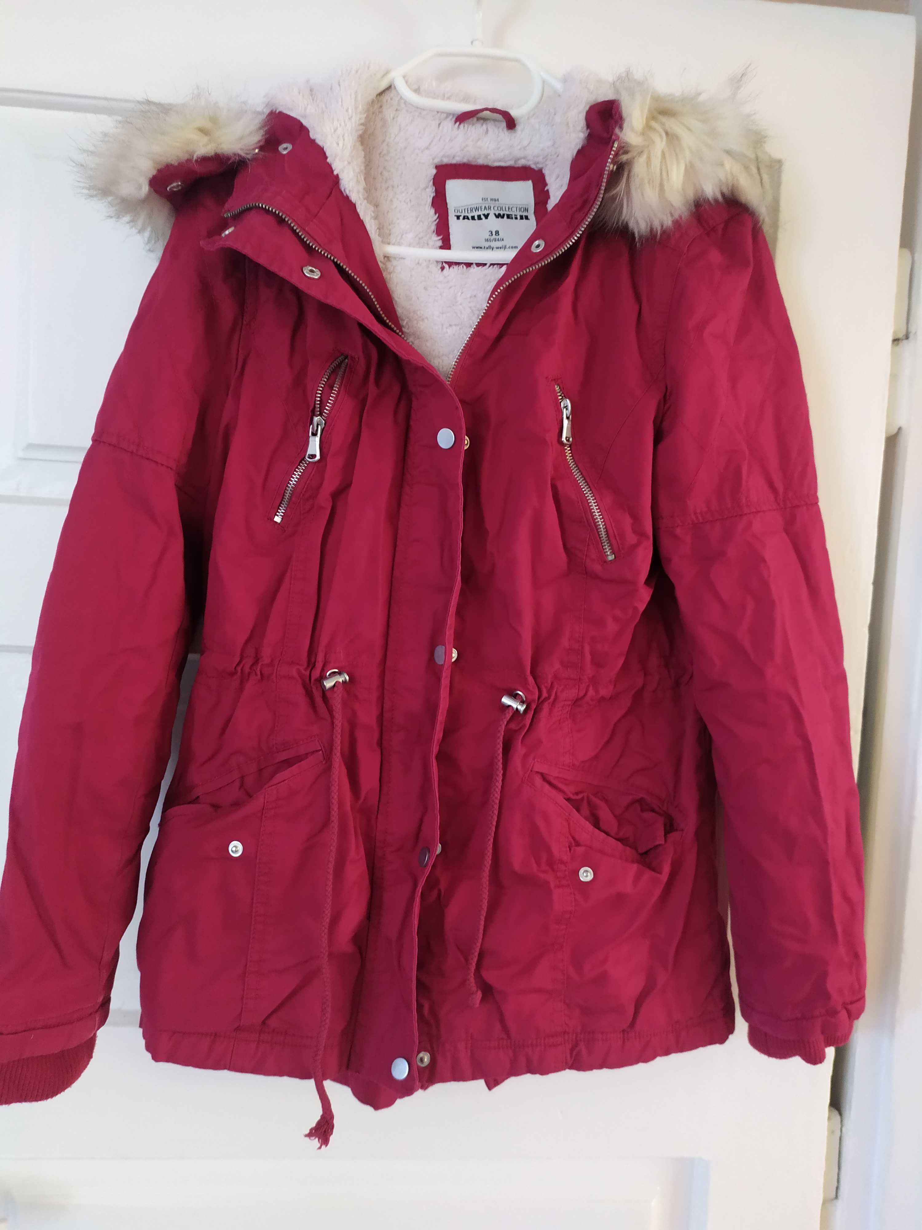 Bordowa kurtka parka zimowa Tally Weijl 38 M L