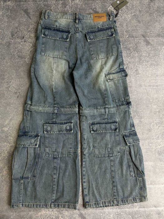 Джинси Balenciaga Cargo faded baggy штани archive синие джинсы сині