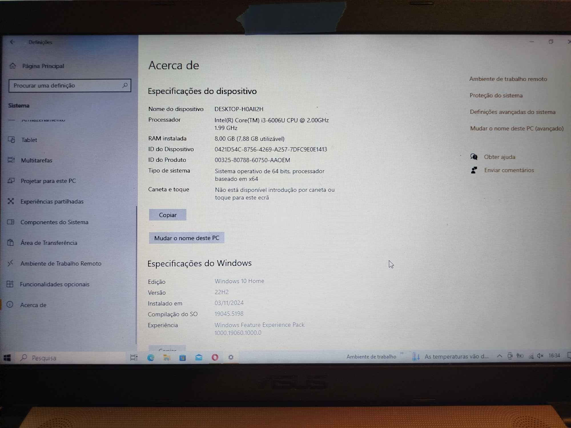 Portátil Asus A541U