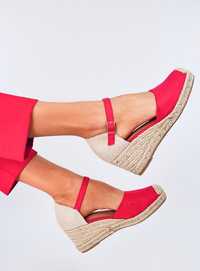 Espadryle Na Koturnie Platten Red