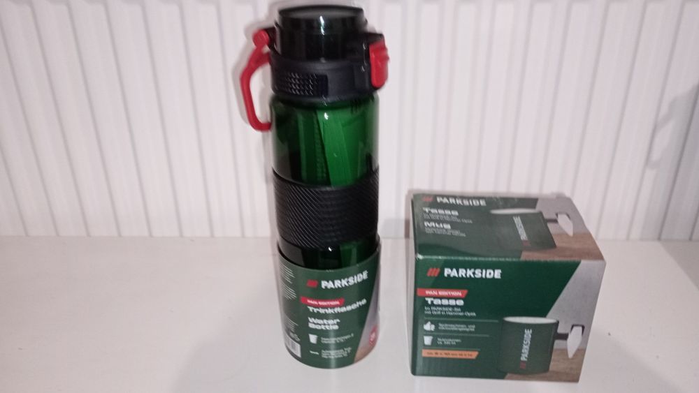 Bidon 0,75l Parkside i kubek do picia zestaw nowy prezent dla chłopaka
