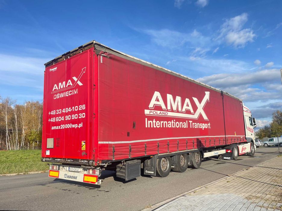 Naczepa ciężarowa Krone Mega firanka, 2018, oś podnoszona, SAF, 3 OSIE