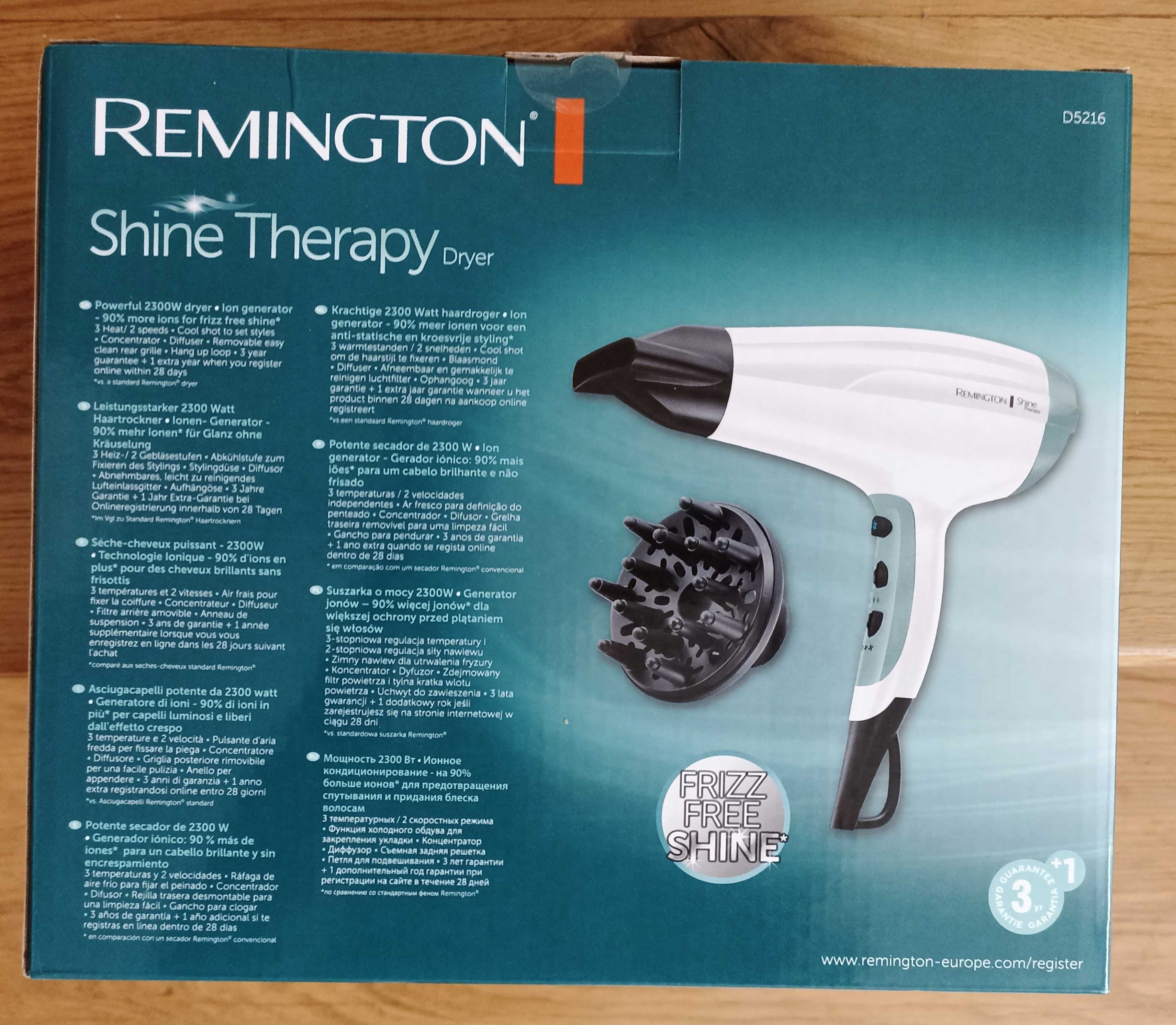 Suszarka Remington D5216 SHINE THERAPY 2300W jonizacja dyfuzor biala