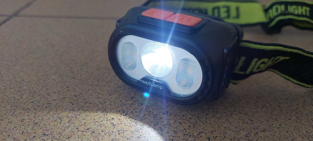 Фонарь налобный светодиодный, 5 режимов, на аккумуляторе, USB зарядка