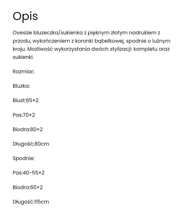 Komplet letni Paparazzi Fashion rozmiar uniwersalny