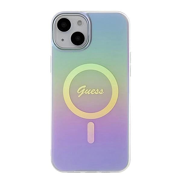 Etui Guess IML Iridescent MagSafe do iPhone 15 Plus - fioletowe