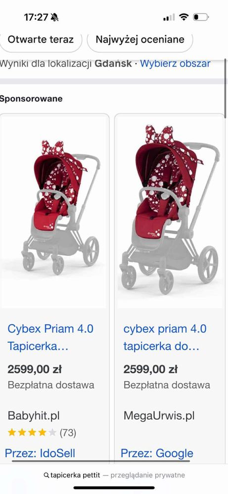 Tapicerka do spacerowki cybex priam 4.0