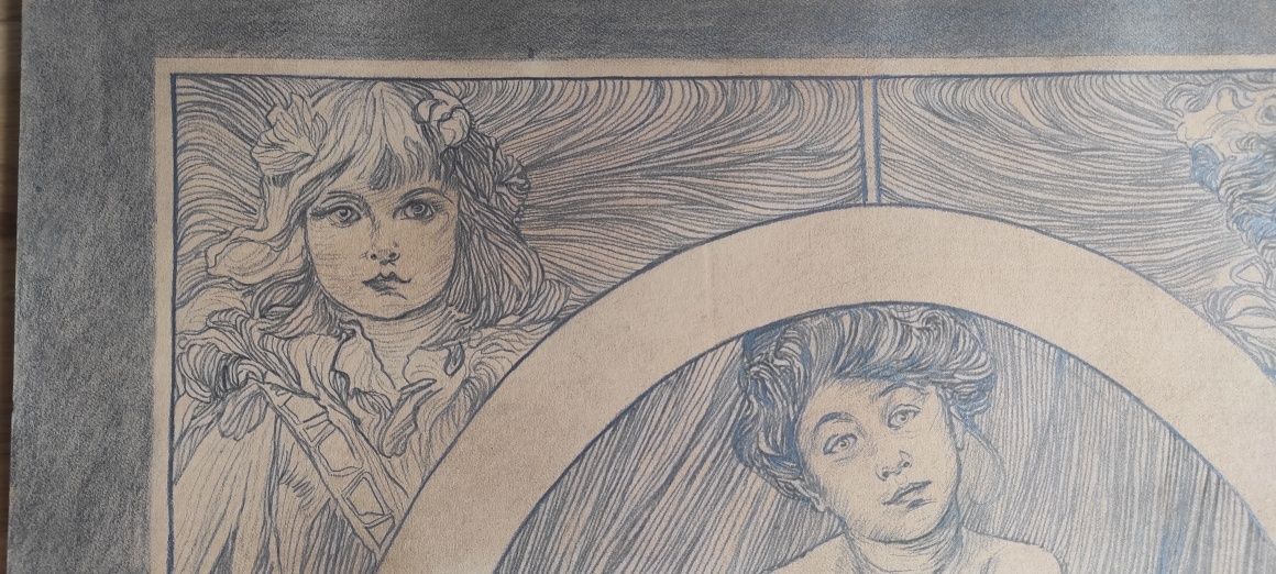 Alfons Mucha duży plakat ołówek szkic