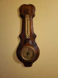 Barometr zabytkowy drewniany z termometrem