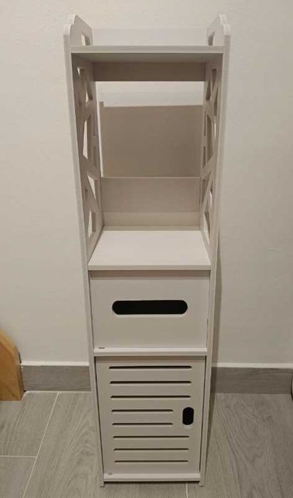 Szafka Regał Słupek Łazienkowy Wąski Ażurowy Na Papier Toaletowy 80cm