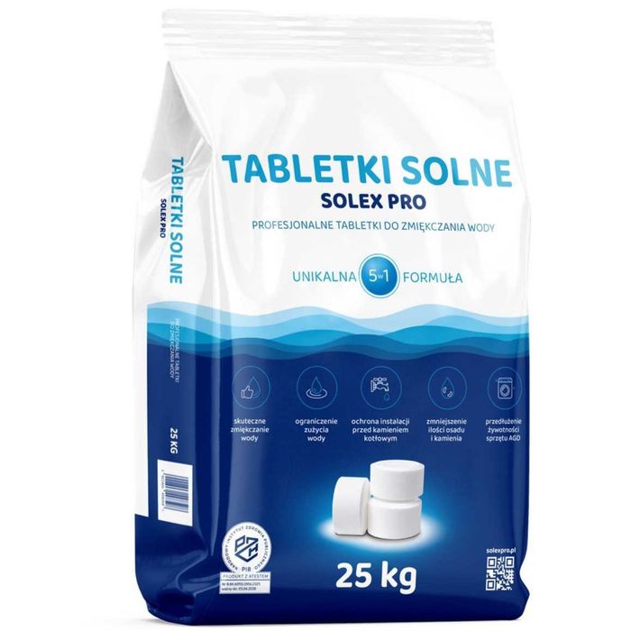 Tabletki Solne Do Uzdatniania Wody Sól Do Zmiękczacza SOLEX PRO 25KG