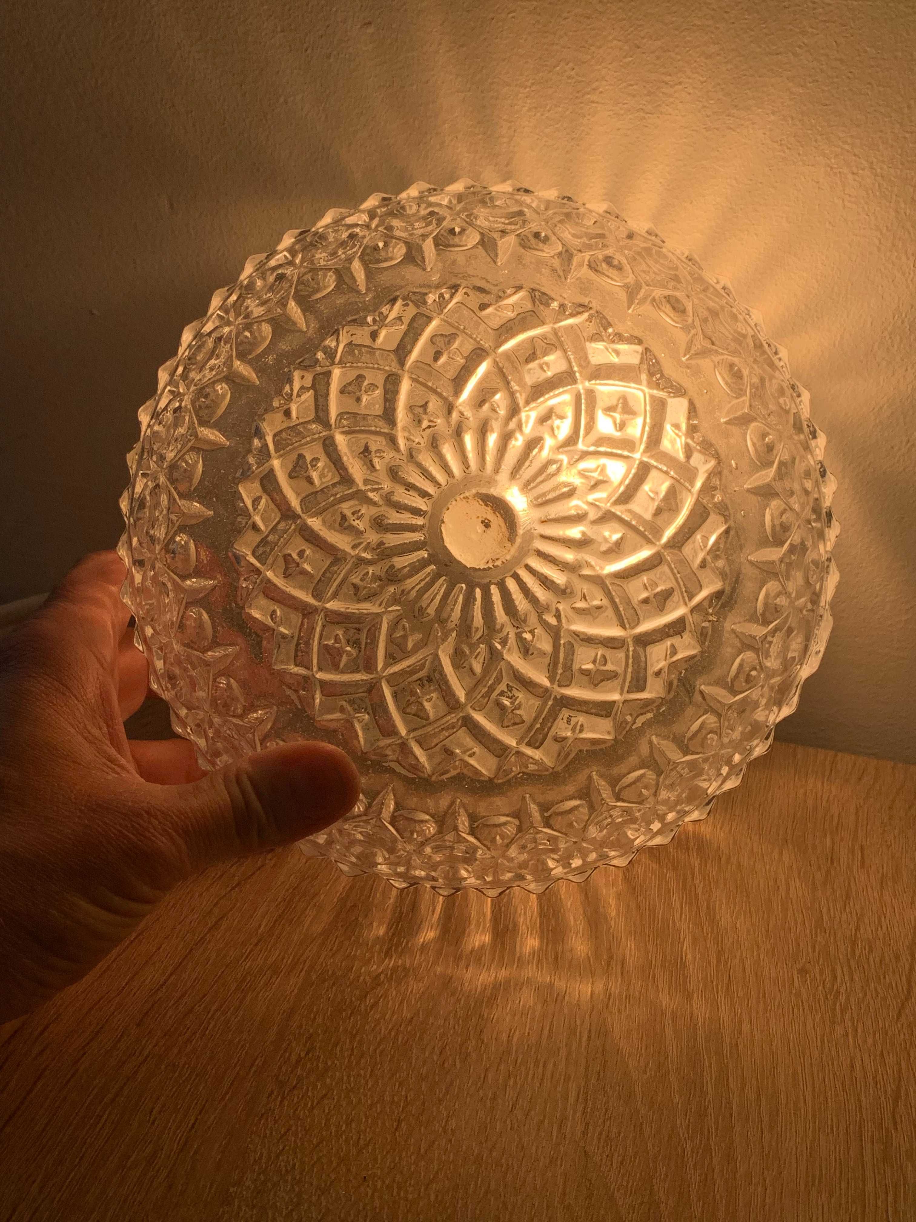 lampa plafon , kinkiet, szkło kryształowe, Vintage, DDR, Stan bd-