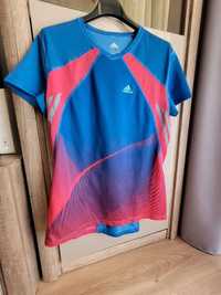 Niebiesko czerwony T-shirt Adidas roz. M/L