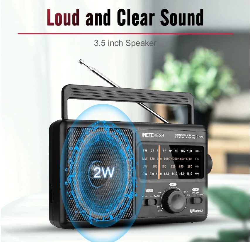 Retekess TR626 radio FM MW SW LW Bluetooth