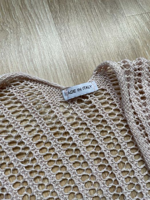 Włoska narzutka damska różowa, dzianinowa, M, Made in Italy