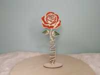 Drewniane kwiatki - róża z imieniem