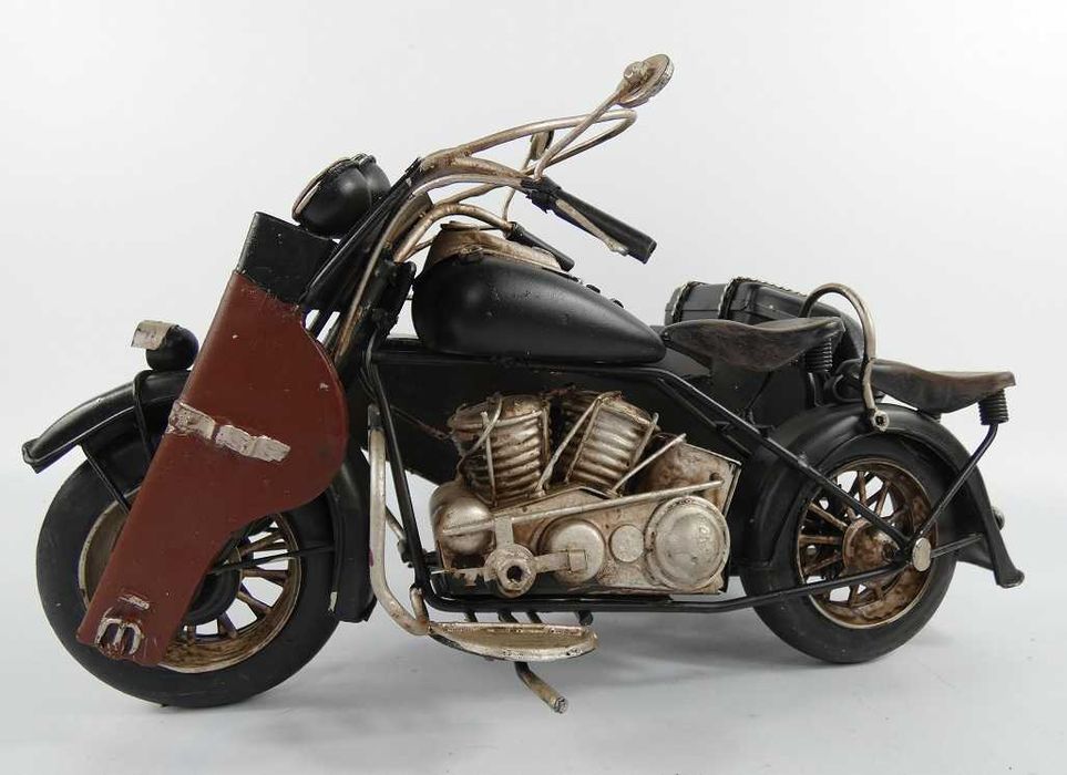 Metalowy MOTOR z koszem czarny RETRO karabin pojazd