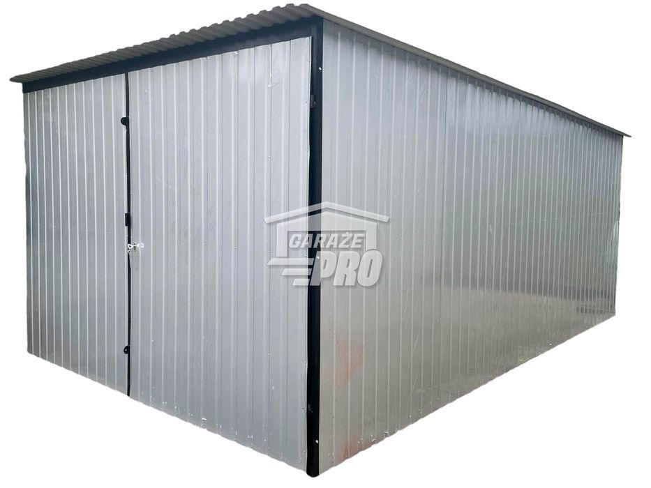 Garaż blaszany 3x5 Brama dwuskrzydłowa   szary spad w tył GP101