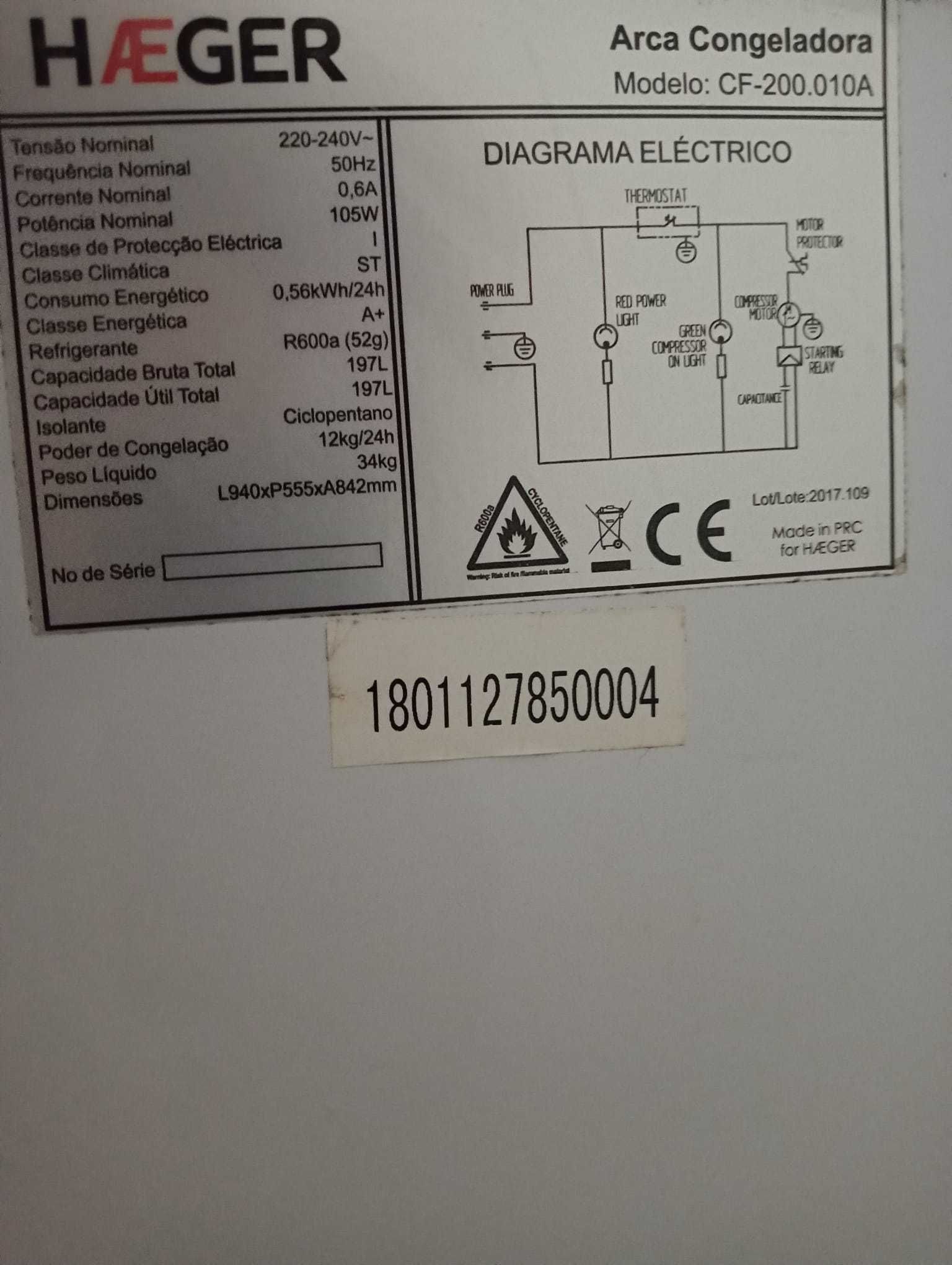 Arca Congeladora Horizontal Haeger CF-300.021A|83,5x112,5x60,8cm|291 L