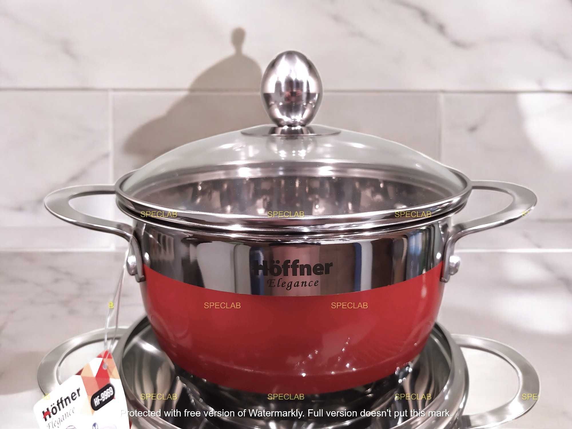 Komplet garnków HOFFNER HF-9969 RED. Gaz, indukcja, halogen
