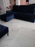 Stylowy narożnik sofa kanapa 2w1 z funkcją spania granatowa