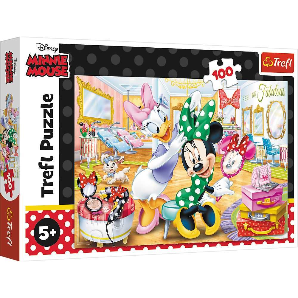 Trefl Puzzle 100 el. Myszka Minnie w salonie kosmetycznym 16387