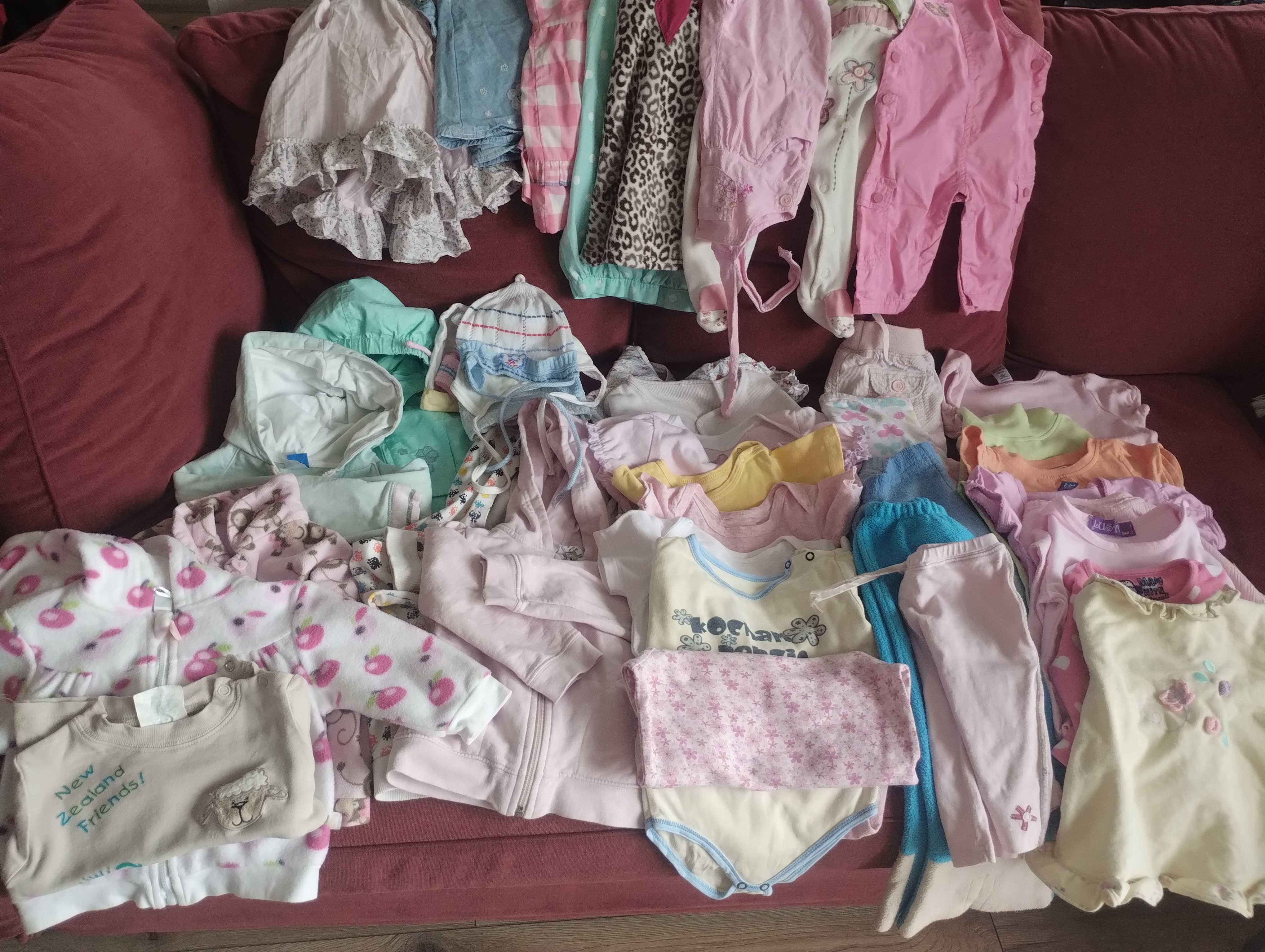 Ubranka dziewczynka 3-12m. zestaw paka 131 sztuk