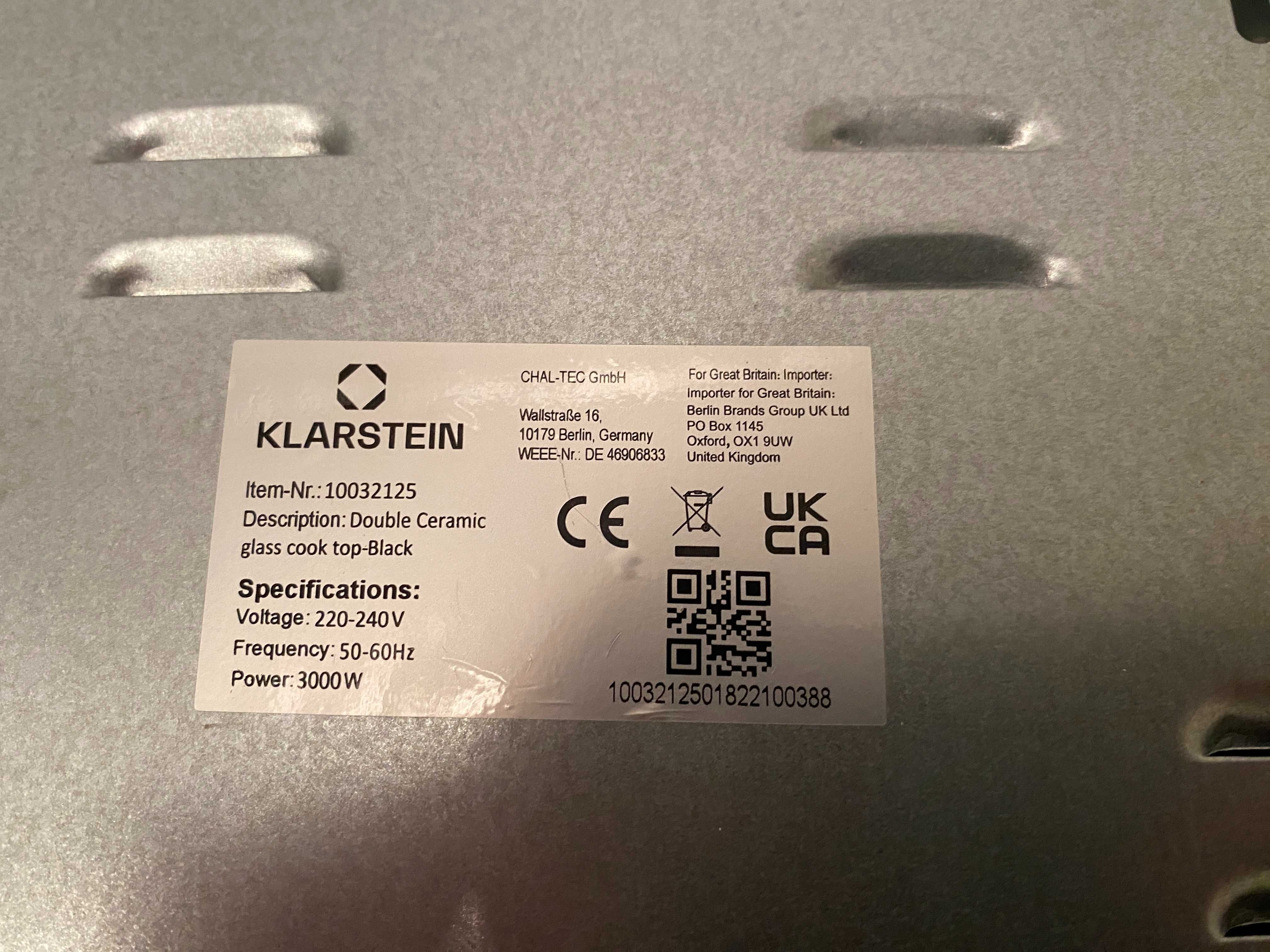 Варильна поверхня інфрачервона Klarstein VariCook Duo 3000W Німеччина