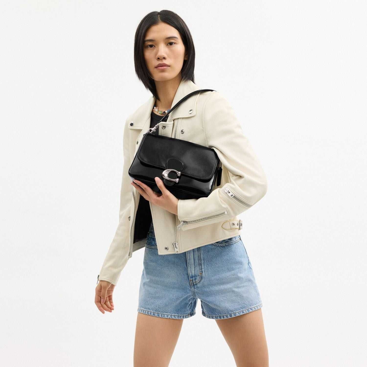 Сумка Coach Soft Tabby Shoulder Bag Black/Silver