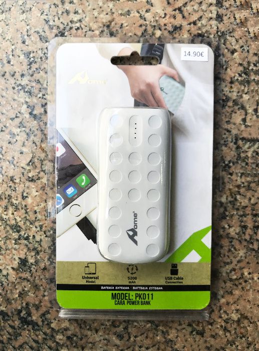 PowerBank de 5200 mAh com lanterna - Bateria externa portátil - NOVO