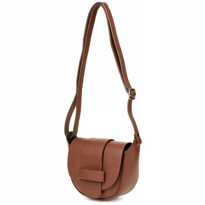 Damska skórzana mała torebka listonoszka na ramię kopertówka włoska