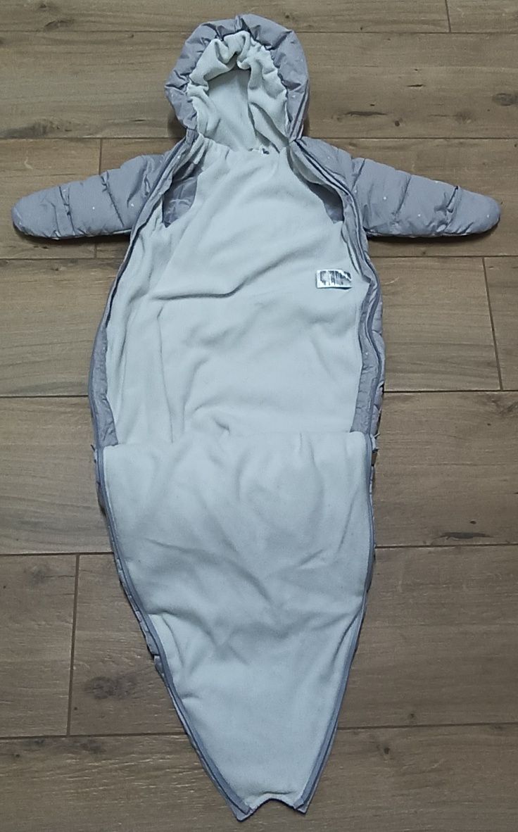 H&M 62/68 kombinezon śpiworek do wózka dla niemowlaka szary unisex 130