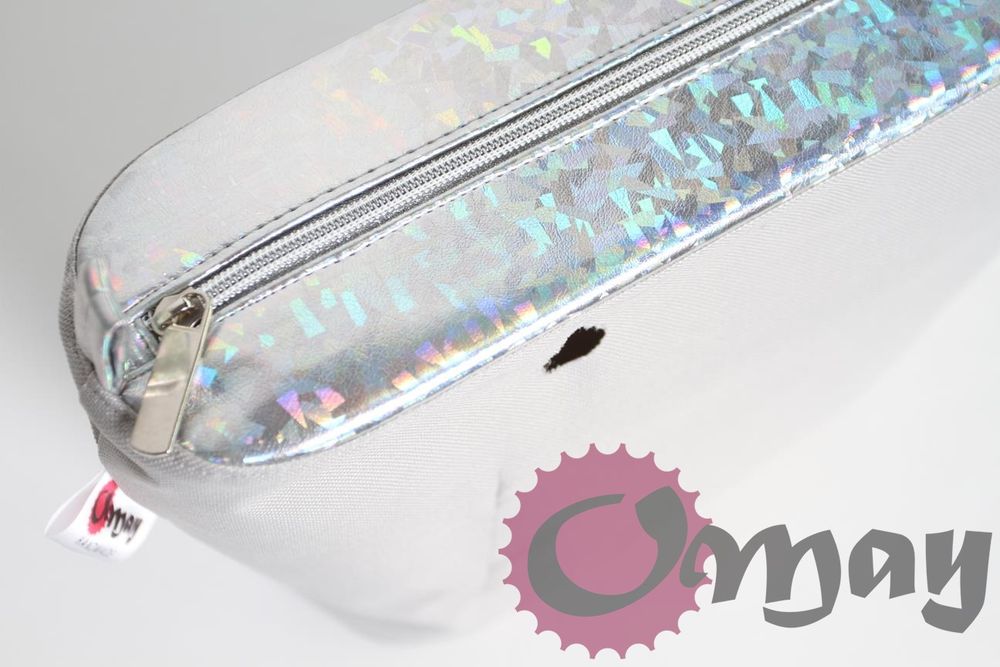 Szary organizer do OBAG MINI holo srebrna eko skóra 2 kieszenie OMAY