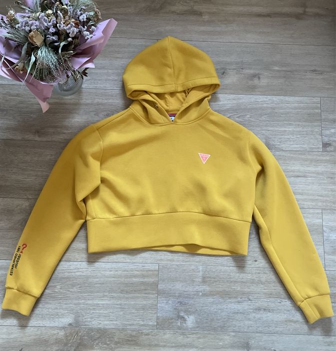 Bluza z kapturem Guess musztardowa damska r. L