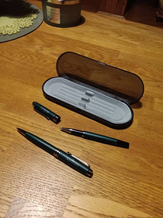 Stalowy zestaw piśmienny Alcatel długopis i cienkopis butelkowa zieleń