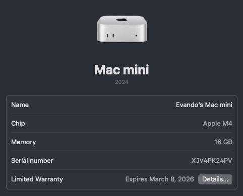 Mac mini M4 16GB 256GB + Magic Keyboard, Adaptador e Garantia