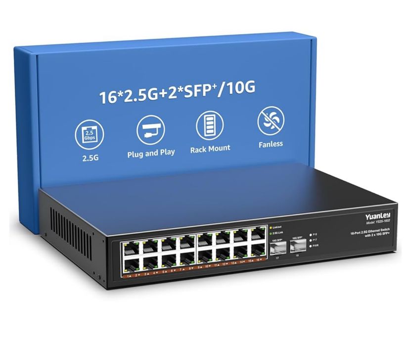18-portowy przełącznik sieciowy Ethernet switch 2,5G z 2x 10G SFP+